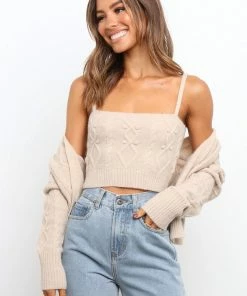 PUP3 Lummus Knit Sweater - Beige Clothing