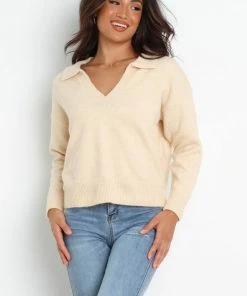 PUP20 Maxine Knit Sweater - Beige Clothing