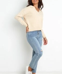 PUP20 Maxine Knit Sweater - Beige Clothing