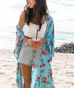 PUP49 Cassatt Kimono - Blue Floral Bump Friendly