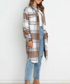 PUP4 Dion Shacket - Brown Check Clothing