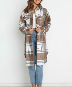 PUP4 Dion Shacket - Brown Check Clothing