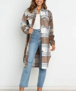 PUP4 Dion Shacket - Brown Check Clothing