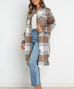 PUP4 Dion Shacket - Brown Check Clothing