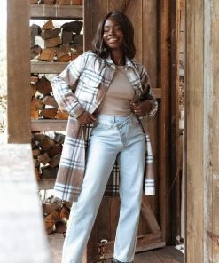 PUP4 Dion Shacket - Brown Check Clothing