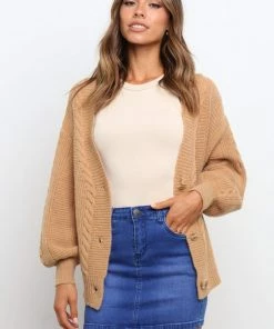 PUP4 Flounce Cardigan - Tan
