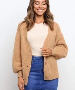 PUP4 Flounce Cardigan - Tan