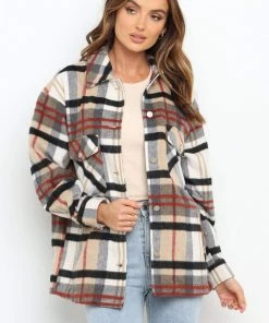 PUP16 Hulda Jacket - Tan Check Clothing