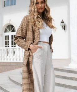 PUP4 Kesha Coat - Tan Check Clothing