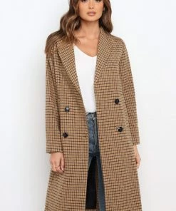 PUP4 Kesha Coat - Tan Check Clothing