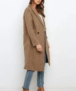 PUP4 Kesha Coat - Tan Check Clothing
