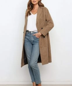 PUP4 Kesha Coat - Tan Check Clothing