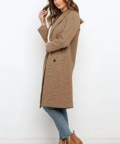 PUP4 Kesha Coat - Tan Check Clothing