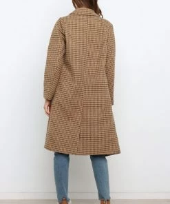 PUP4 Kesha Coat - Tan Check Clothing