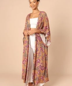 PUP49 Mishka Kimono - Tan Floral Bump Friendly