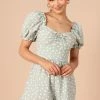PUP8 Clothing Clements Frill Romper - Sage Floral