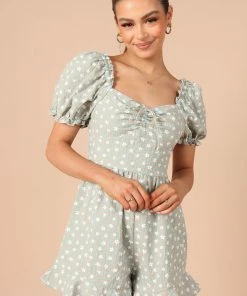 PUP8 Clothing Clements Frill Romper - Sage Floral