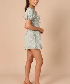 PUP8 Clothing Clements Frill Romper - Sage Floral
