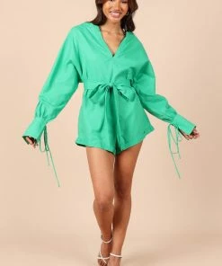 PUP56 Dooley Long Sleeve Romper - Green