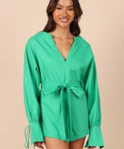 PUP56 Dooley Long Sleeve Romper - Green