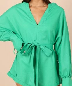 PUP56 Dooley Long Sleeve Romper - Green