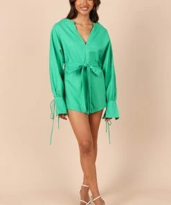 PUP56 Dooley Long Sleeve Romper - Green