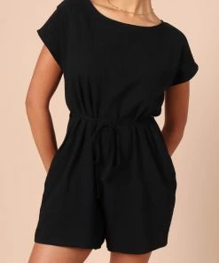 PUP61 Dorella Scoop Neck Romper - Black