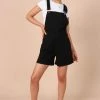 PUP14 Garter Denim Romper - Black Clothing