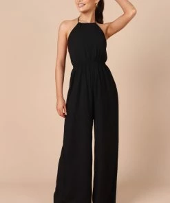 PUP58 Irvine Halter Straight Leg Jumpsuit - Black Clothing