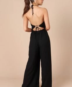 PUP58 Irvine Halter Straight Leg Jumpsuit - Black Clothing