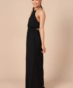 PUP58 Irvine Halter Straight Leg Jumpsuit - Black Clothing