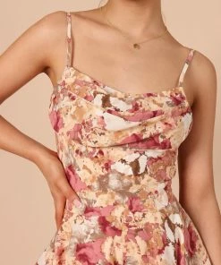 PUP44 Clothing Kallista Cowl Neck Romper - Pink Floral