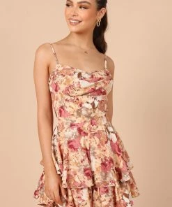 PUP44 Clothing Kallista Cowl Neck Romper - Pink Floral