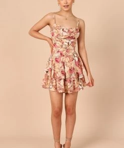 PUP44 Clothing Kallista Cowl Neck Romper - Pink Floral