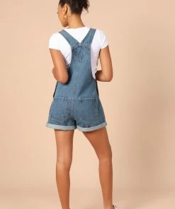 PUP14 Kameron Denim Romper - Mid Blue Wash