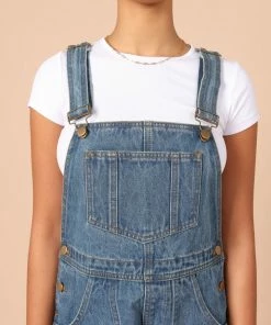 PUP14 Kameron Denim Romper - Mid Blue Wash