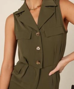 PUP3 Clothing Kayne Sleeveless Jumpsuit - Olive