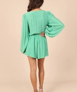 PUP58 Lunetta Long Sleeve Romper - Green