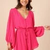 PUP58 Clothing Lunetta Long Sleeve Romper - Hot Pink
