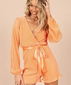 PUP51 Minelli Pleated Romper - Orange