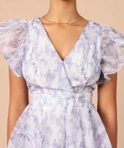 PUP44 Rosalita Frill Sleeve Romper - Lilac Mini