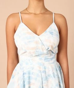PUP44 Solis Frill Romper - Blue Tie Dye