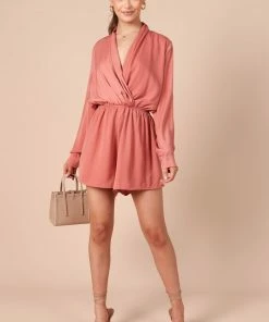 PUP58 Tangle Long Sleeve Playsuit - Rose Clothing