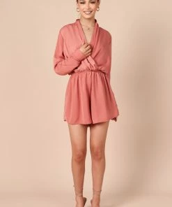 PUP58 Tangle Long Sleeve Playsuit - Rose Clothing