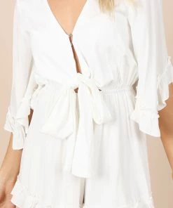 PUP49 Tuilly Long Sleeve Romper - White For The Bride