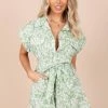 PUP56 Clothing Volks Button Up Romper - Sage Floral