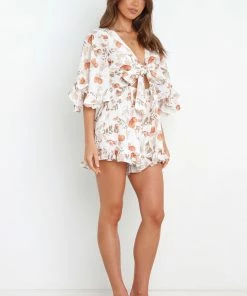 PUP58 Yana Playsuit - White Floral