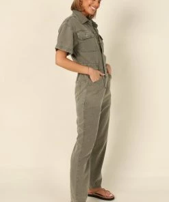 PUP65 Zara Denim Jumpsuit - Olive