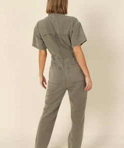 PUP65 Zara Denim Jumpsuit - Olive