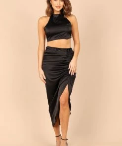PUP66 Angelique Open Back Crop Two Piece Set - Black